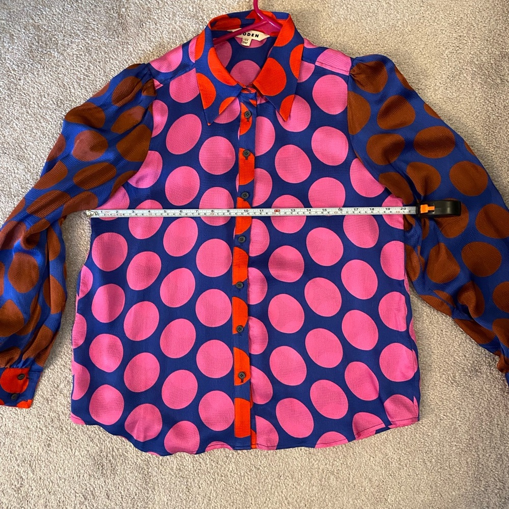 Boden Hammered Satin Polka Dot Button Down - Picture 4 of 5